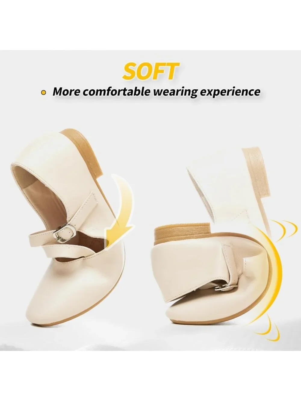 Women's Nude Mary Janes with Cross Strap Soft Memory Foam Flats Shoes